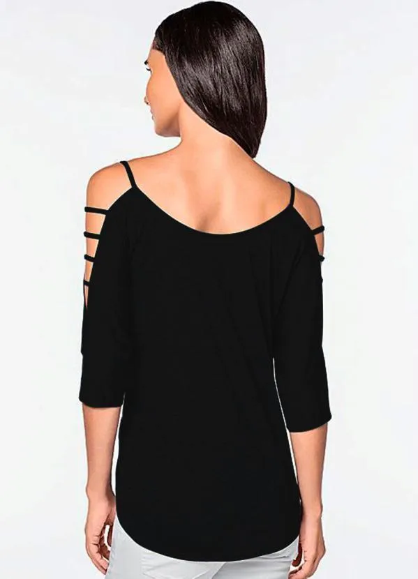 bonprix - Blusa com Tiras nos Ombros Preta 5