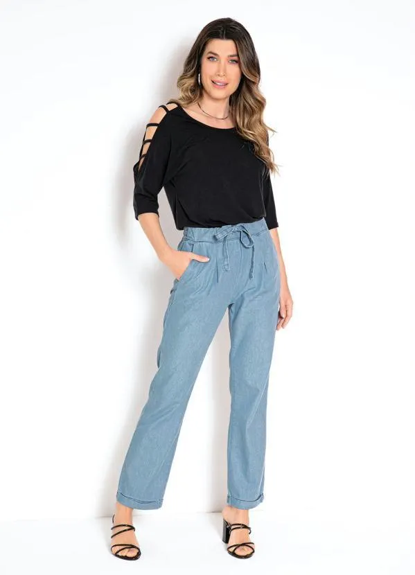 bonprix - Blusa com Tiras nos Ombros Preta 6