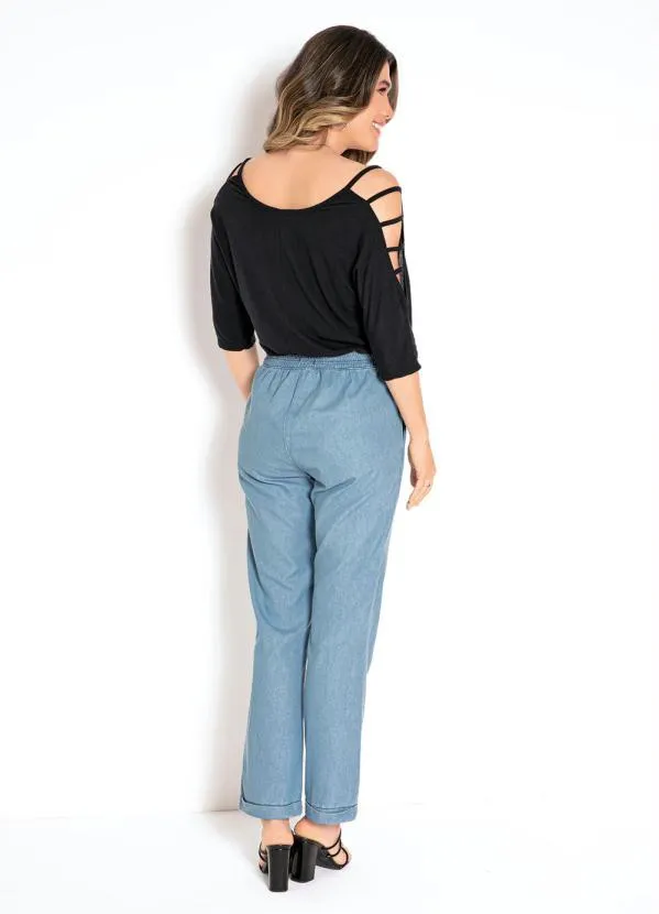 bonprix - Blusa com Tiras nos Ombros Preta 7