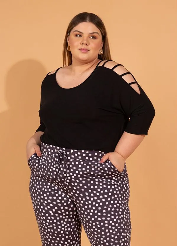 bonprix - Blusa com Tiras nos Ombros Preta 8