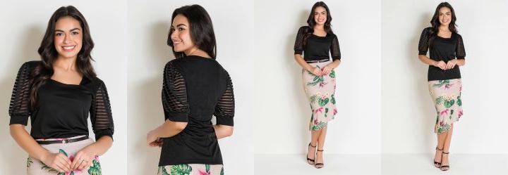 Blusa com Tule Preta