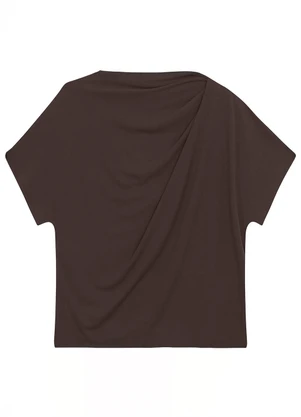 Malwee - Blusa Comfort em Crepe Café - MALWEE