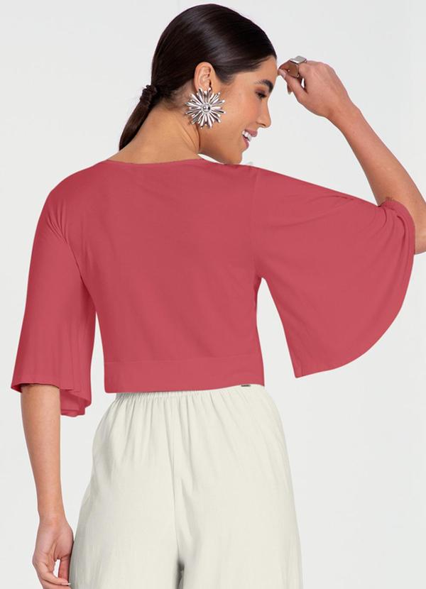 Lunender - Blusa Cropped em Malha Viscose Rosa 2