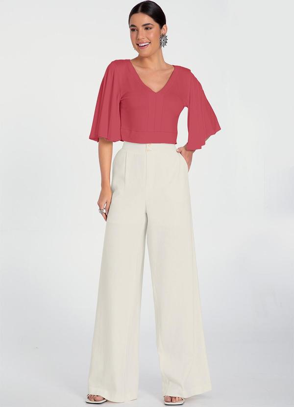 Lunender - Blusa Cropped em Malha Viscose Rosa 3