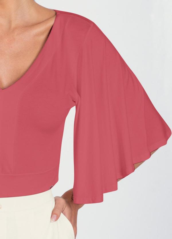 Lunender - Blusa Cropped em Malha Viscose Rosa 5