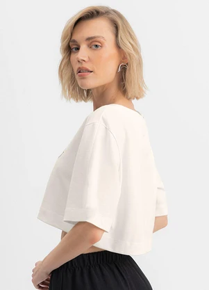 Essendi - Blusa Cropped Feminina Bordada Natural - ESSENDI