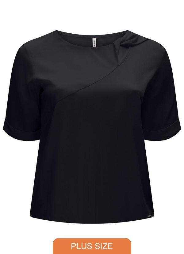 Lunender Mais Mulher - Blusa de Mangas 3/4 com Recorte Plus Size Preto