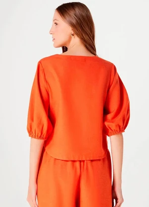 Hering - Blusa de Viscose com Manga 3/4 Laranja - HERING