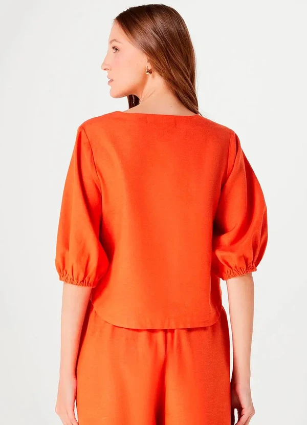 Hering - Blusa de Viscose com Manga 3/4 Laranja 2