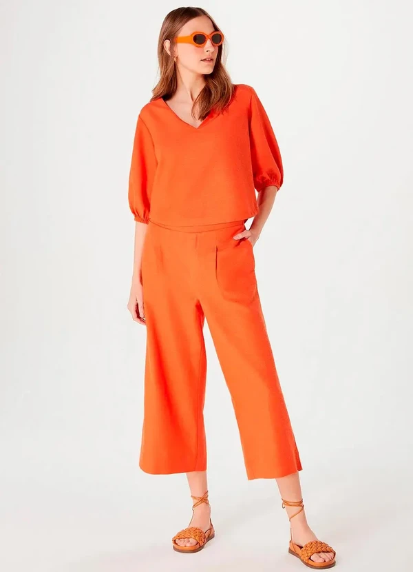 Hering - Blusa de Viscose com Manga 3/4 Laranja 3