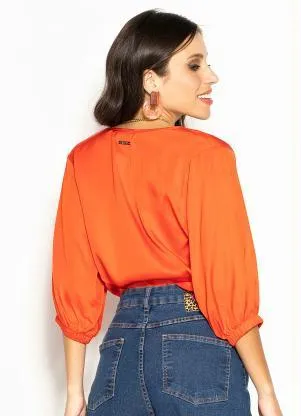 Colcci - Blusa de Viscose Laranja - COLCCI