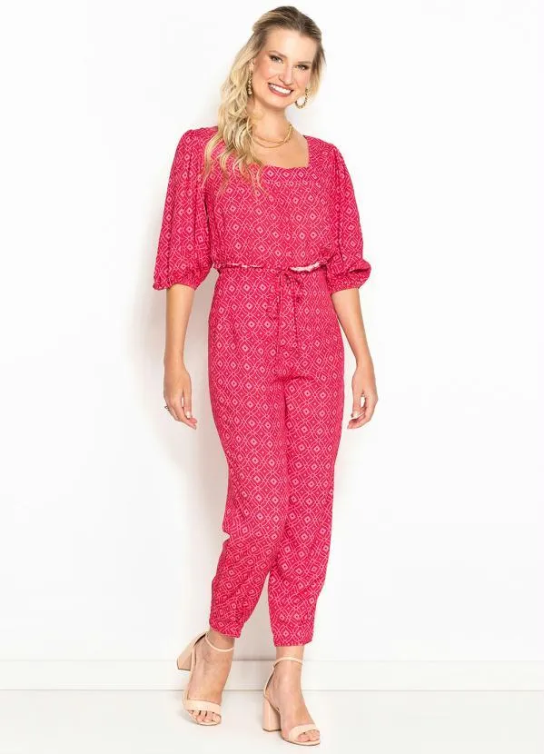 Maria Filó - Blusa de Viscose Manga 7/8 Estampa Mosaico Rosa 3