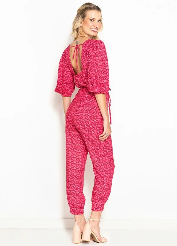 Maria Filó - Blusa de Viscose Manga 7/8 Estampa Mosaico Rosa 4