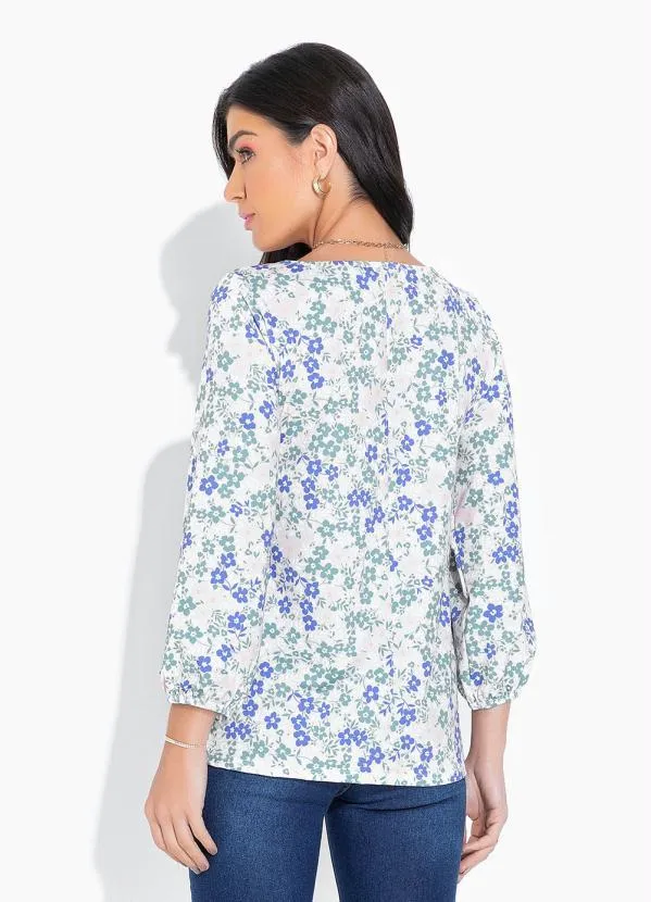 bonprix - Blusa Decote com Recorte Floral Verde 2