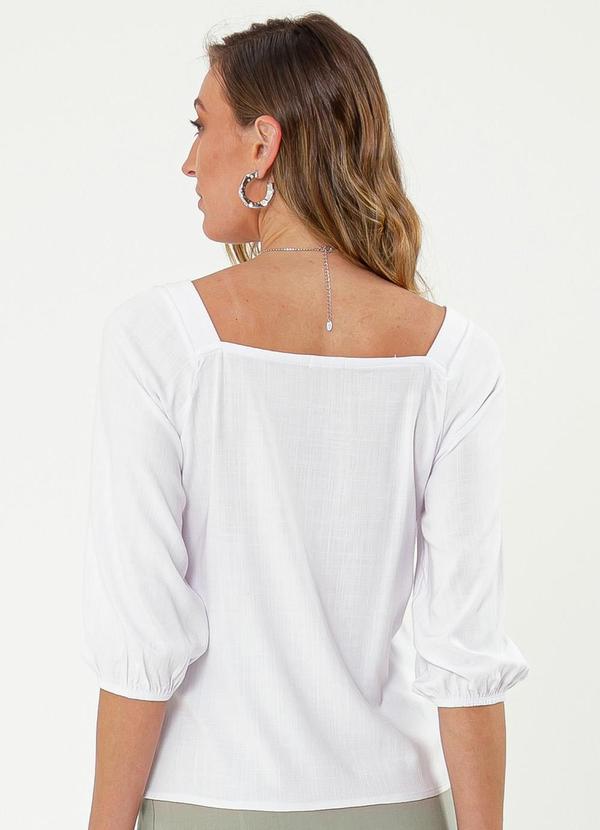 Cativa - Blusa Decote Quadrado em Viscose Branco 2