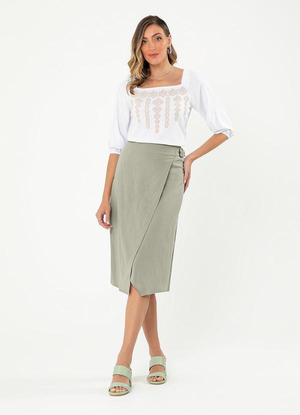 Cativa - Blusa Decote Quadrado em Viscose Branco 4