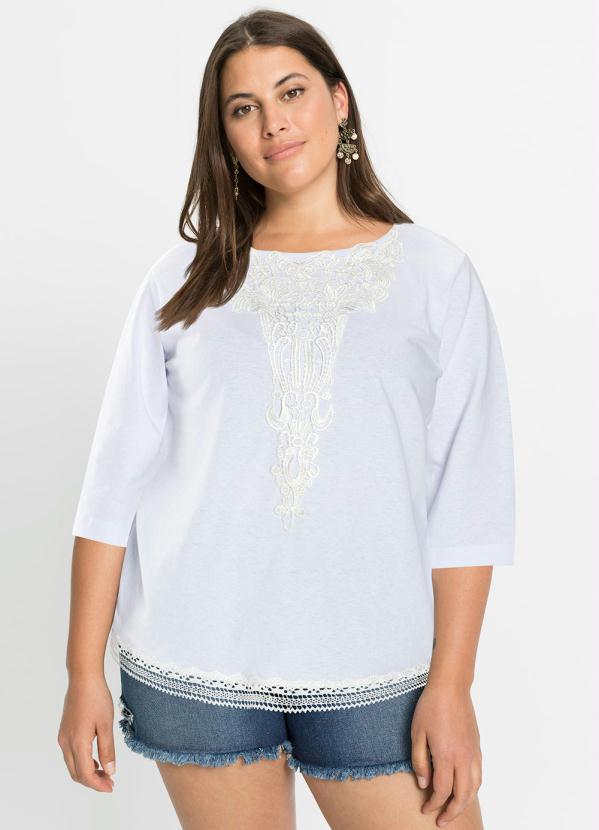 Queima Estoque - Blusa Decote Redondo Branco 5