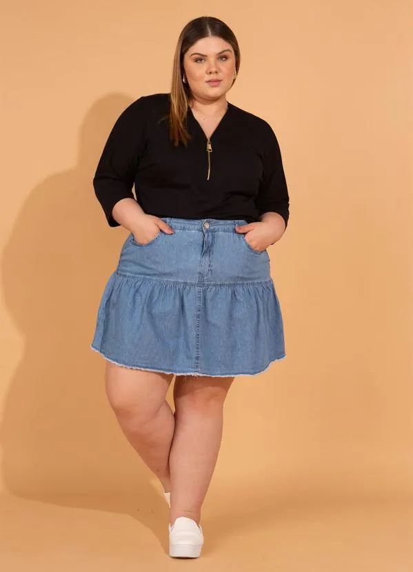 bonprix - Blusa Decote V com Zíper Preta 4