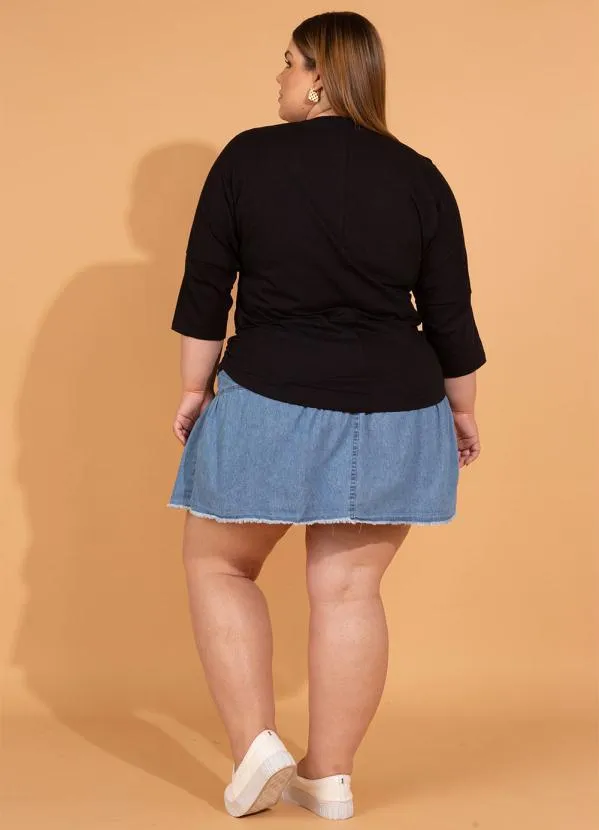 bonprix - Blusa Decote V com Zíper Preta 3