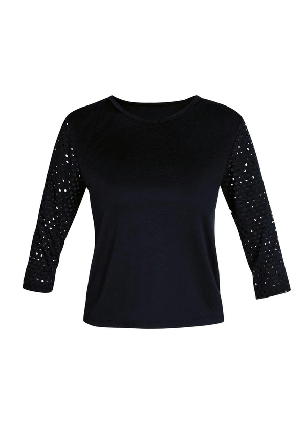 Moda Pop - Blusa Dirlene Preta com Mangas 3/4 10