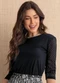 Moda Pop - Blusa Dirlene Preta com Mangas 3/4 - variação: Preta