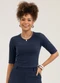 Cativa - Blusa em Canelado Preto - variação: Azul Escuro
