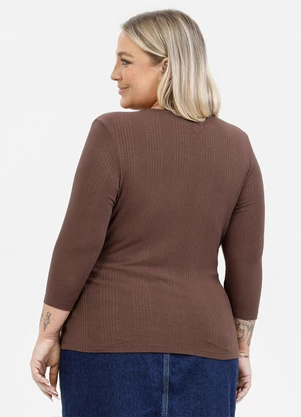 Habana - Blusa em Canelado Marrom Escuro - HABANA