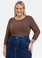 Habana - Blusa em Canelado Marrom Escuro - variação: Marrom Escuro