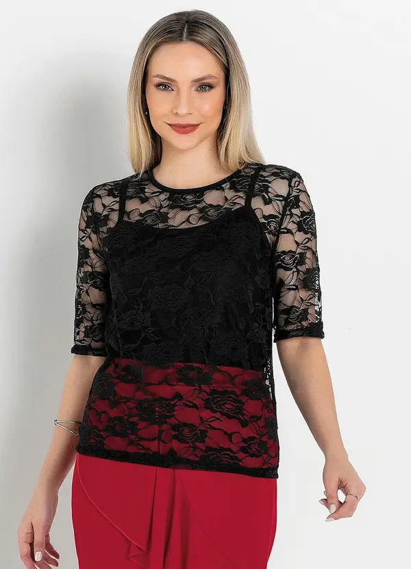 Rosalie - Blusa em Renda Preta 5