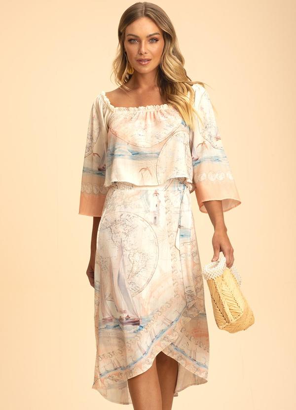 Doce Trama - Blusa em Tecido Estampado Branco