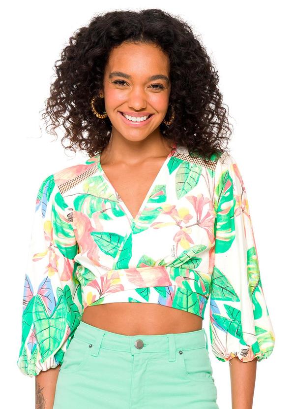 Doce Trama - Blusa em Tecido Plano com Amarração Estampado