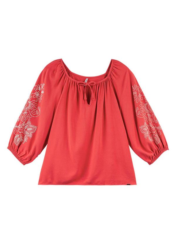Rezzato - Blusa Estampada com Manga Bufante Vermelho 3