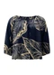 Lunender - Blusa Estampada com Mangas 3/4 Bordo - variação: Azul