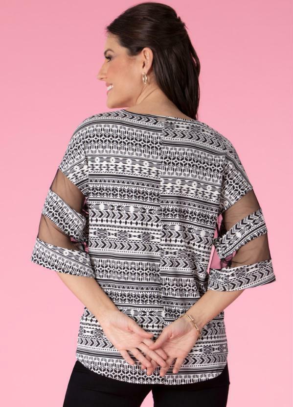 Outlet - Blusa Étnico Branco e Preto 2