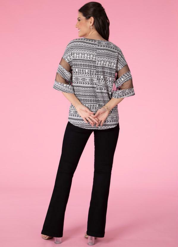 Outlet - Blusa Étnico Branco e Preto 4