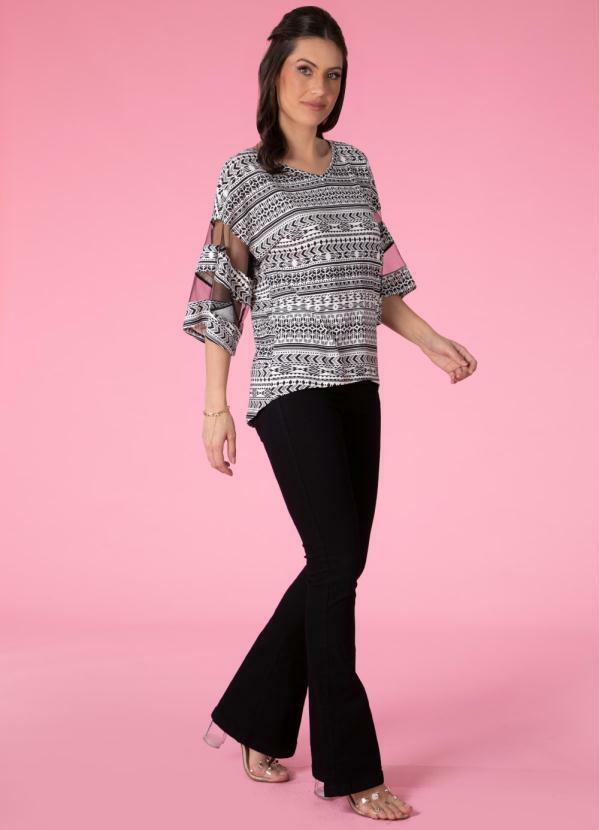Outlet - Blusa Étnico Branco e Preto 5