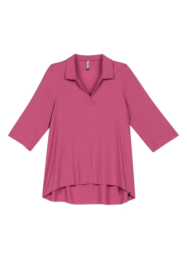 Marialícia - Blusa Feminina Alongada Fluída Rosa