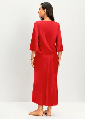 Essendi - Blusa Feminina de Cetim Vermelho - ESSENDI