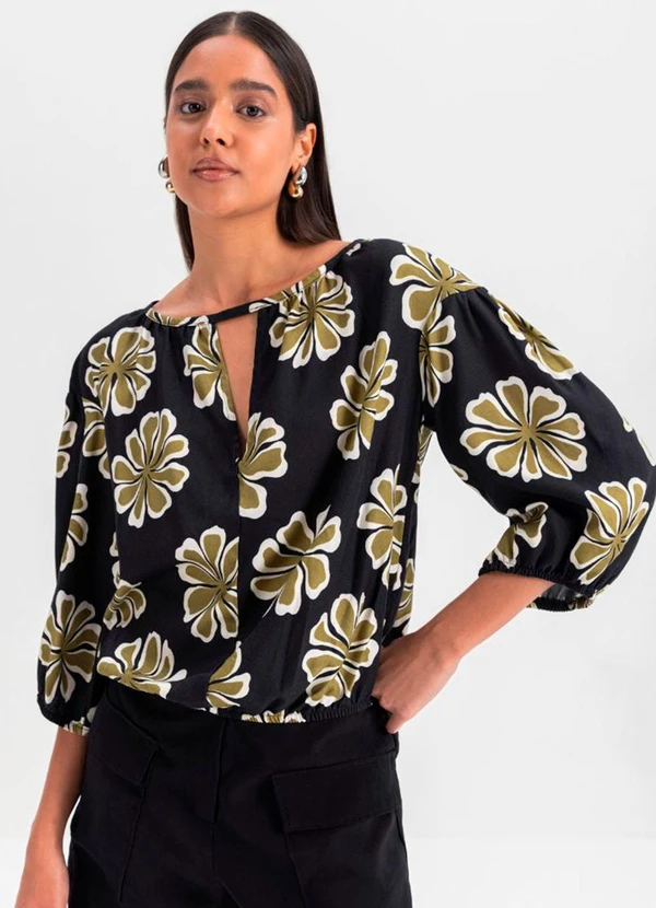 Essendi - Blusa Feminina em Viscose Preto