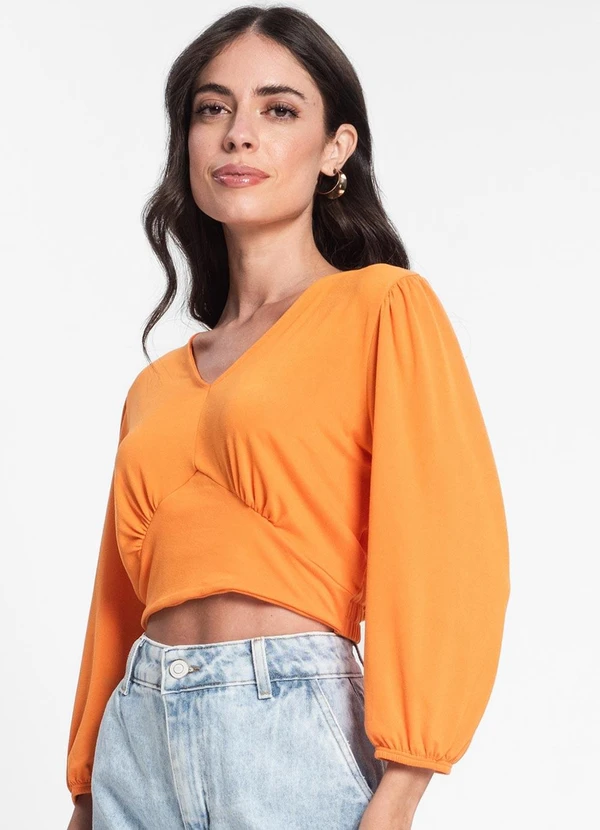 Rovitex - Blusa Feminina Manga 3/4 Laranja