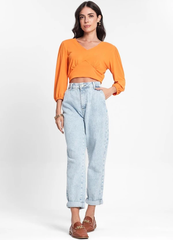 Rovitex - Blusa Feminina Manga 3/4 Laranja 3