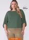 Marialícia - Blusa Feminina Manga Bufante Lisa Roxo - variação: Verde