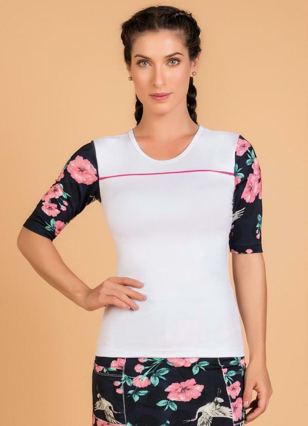 Outlet - Blusa Fitness Moda Evangélica Floral