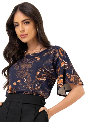 Quintess - Blusa Floral Artístico em Malha de Viscose - QUINTESS