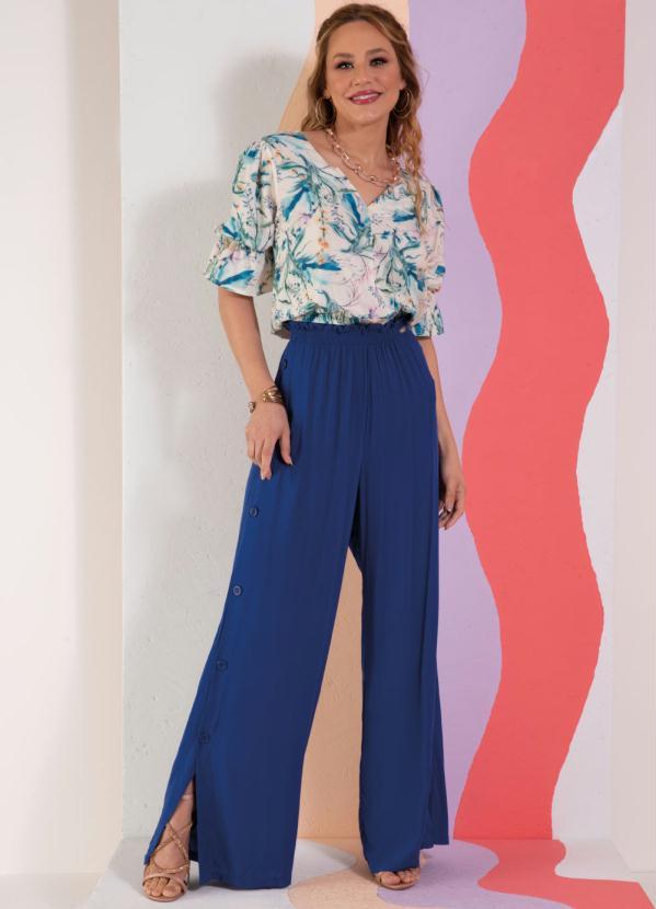 Quintess - Blusa Floral Botânico Decote com Abertura em V 3