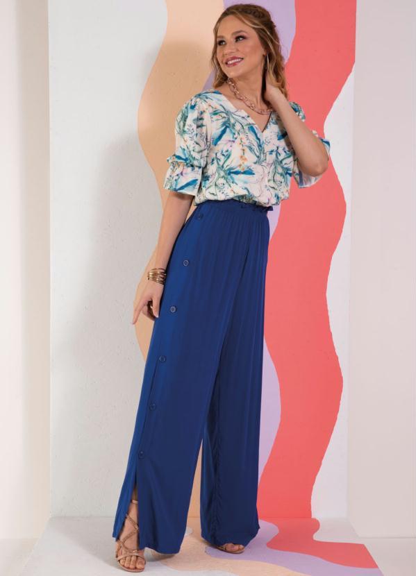 Quintess - Blusa Floral Botânico Decote com Abertura em V 5