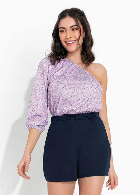 Queima Estoque - Blusa Floral com um Ombro Só