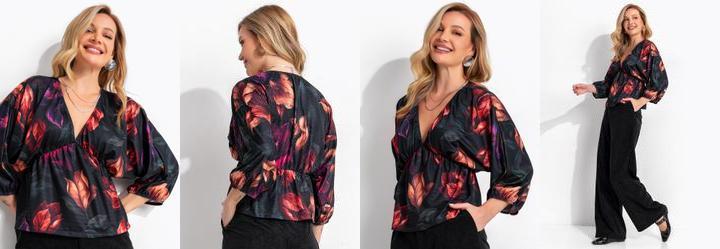 Blusa Floral Dark em Malha Fria