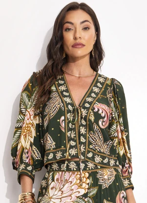 Farm - Blusa Floral Delhi Verde - FARM