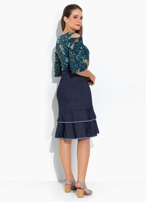 Rosalie - Blusa Floral Marinho com Manga 5